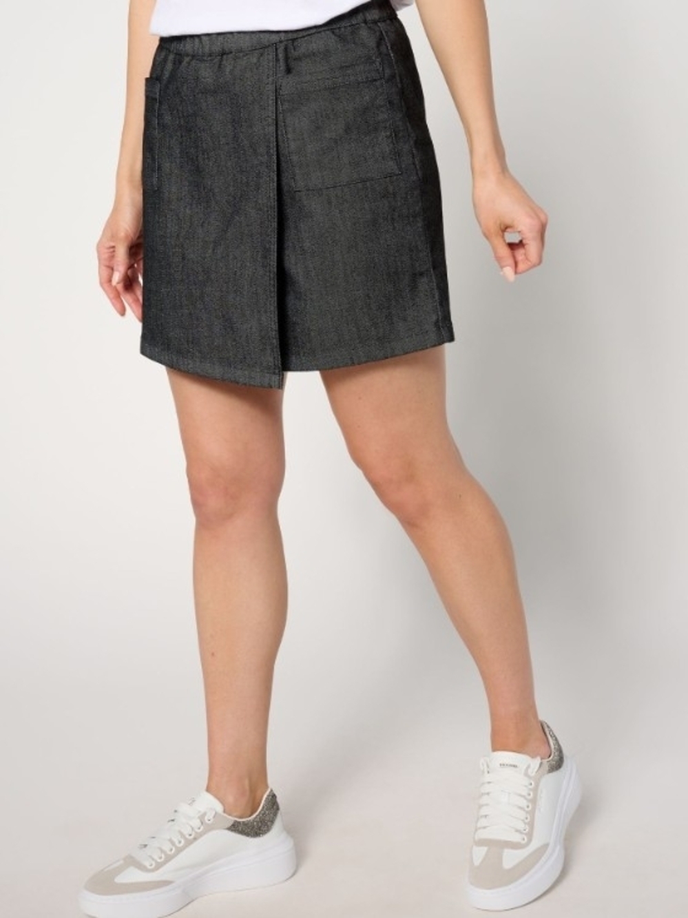 Anybody Skort Regular Faux Wrap Black Pull Up Skort